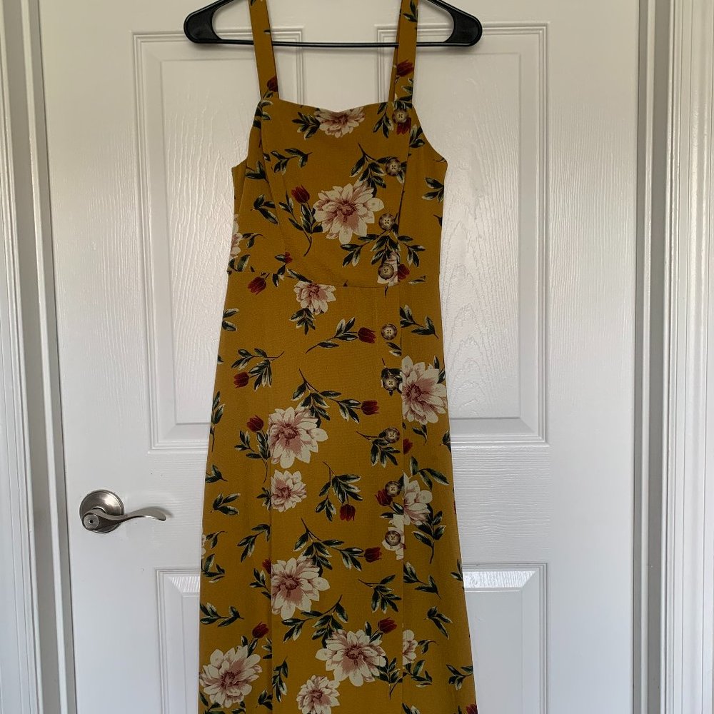 Floral Yellow Xhilaration Midi Dress